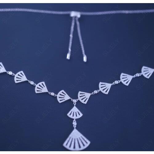 SLJEL Fashion S925 Sterling Silver Monaco Flamenco Fan-shaped Ajustable Necklace Women September New Eclat Luxury Brand Jewelry