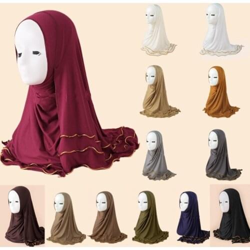 Fashion Plain Cotton Jersey Hijab Headscarf Long Muslim Shawls Plain Soft Turban Head Wraps for Women African Headband 55x180cm