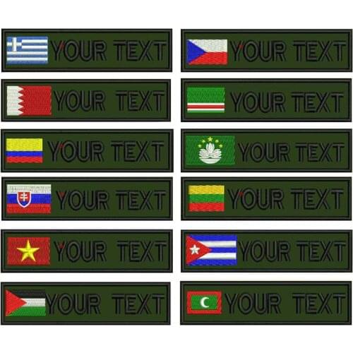 Custom Military Name embroidery Patch Army Green patches spain Albania Hungary Greece Czech Republic Serbia flag personalized