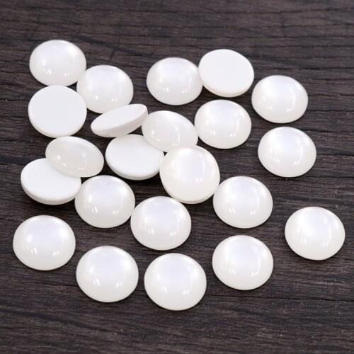 New Fashion 40pcs 8mm 10mm White Color Flat Back Resin Cabochons Cameo