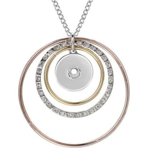 New Golden Round Necklaces Metal Snap Button Necklace Fit 18mm Snap Buttons Pendant Necklaces Women Snap Jewelry