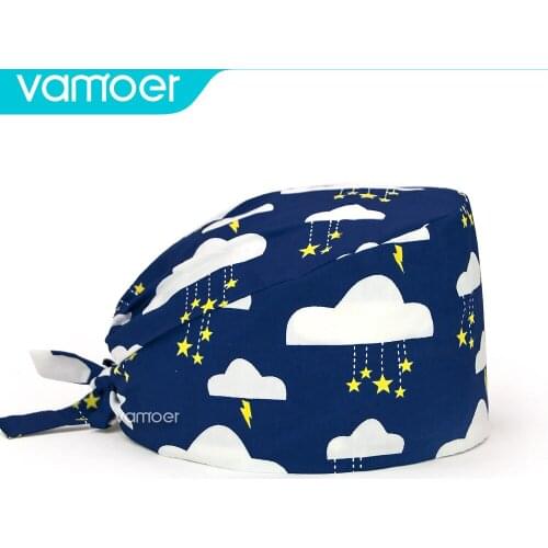 New Print surgical cap Nurse Hats for Women Adjustable Surgical Cap with Buttons Sweat-Absorbent Towel Beauty Salon Doctor Caps