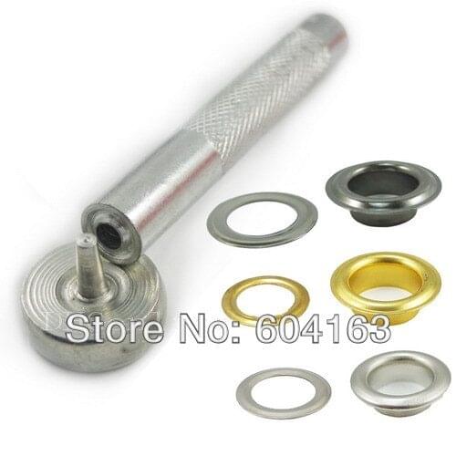 One tool + 100 Sets 6mm 2/8" Grommet Eyelets Canvas Clothes Leather Self Backing MIX Color Choice