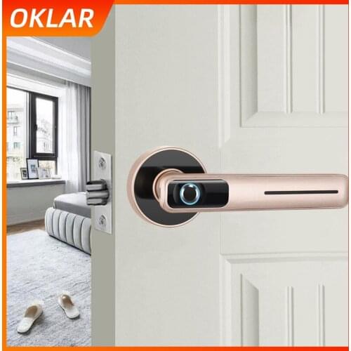 OKLAR Smart Fingerprint Door Lock Security Intelligent Electronic Lock With Key USB Charging Indoor lock For Home Hotel Office