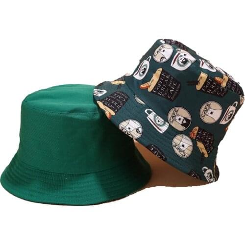 2019 Reversible Coffee Bucket Hat unisex chapeau fashion fishing sun hat Bob Caps women men panama hat summer bucket