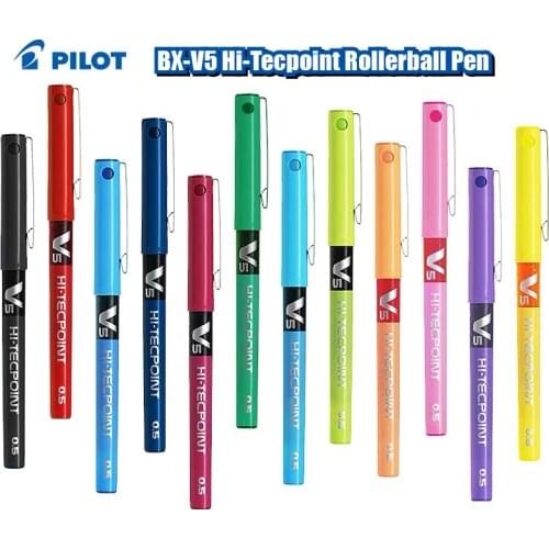 1 Set 12 Colors Japan Pilot BX-V5 Pink Hi-Tecpoint Extra Fine Rollerball Pen 0.5mm Student Office