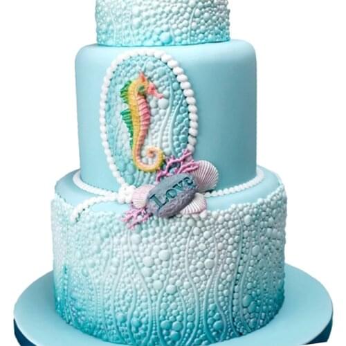 SHENHONG Pearls Seaweed Silicone Fondant Cake Mold Birthday Bubbles Pattern Chocolate Candy Paste Sugar Craft Decorating Mould