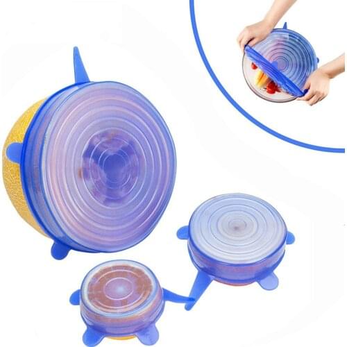 6 Pcs/Set Food Silicone Cover Universal Silicone Lids For Cookware Bowl Pot Reusable Stretch Lids Kitchen Accessories