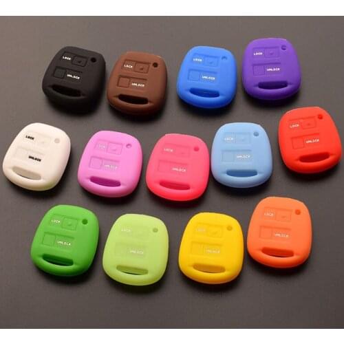 Silicone rubber key fob case cover skin for TOYOTA CAMRY RAV4 PRADO COROLLA AVENSIS LAND CRUISER Yaris 2 Button remote repair