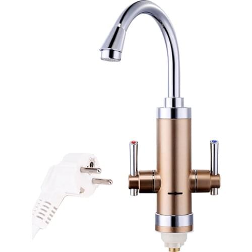 Duel Handle Instant Tankless Water Heater 360 Degree Rotatable Pipe Hot Water Kitchen Faucet Fast Heat Water Heating Tap