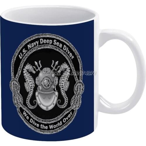 U.s. Navy Deep Sea Diver Coffee Mugs Ceramic Personalized Mugs 11 Oz White Mug Tea Milk Cup Drinkware Travel Mug Navy Navy Diver
