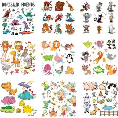 Iron-on Transfers for Clothing Patches Thermo Stickers on Clothes Stripe Dress Diy Animals Patch Fusible Vinyle Thermocollant F