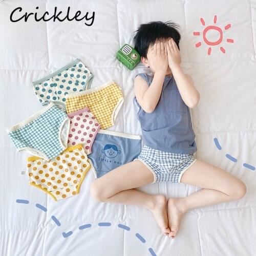 Children Cotton Underwear Cartoon Pattern Boxer for Boys Girls Knickers Soft Breathable Underpants Candy Color Dots Kids Briefs