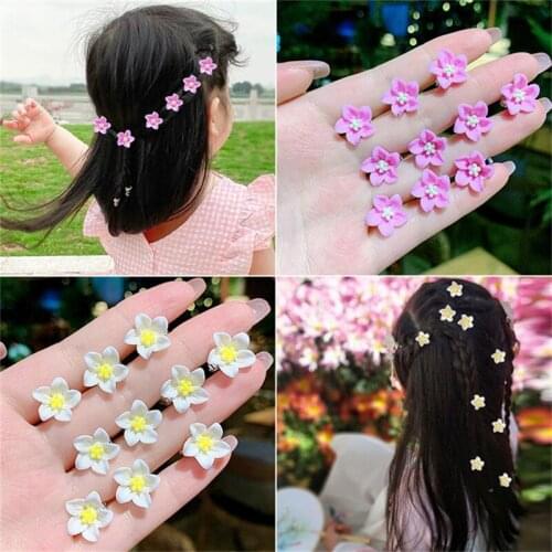 10pcs Small Flower Buckle Hair Clips Cute Hairpins for Women Girls Fashion DIY Hair Styles Holder Hair Claws Hair Accessories