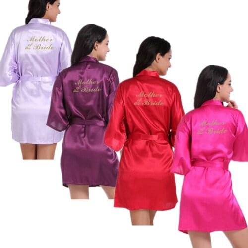 Retail Mother of the Bride Letter With Gold Glitter Womens Satin Bride Bridesmaid Kimono Robes Short Getting Ready Robe T66