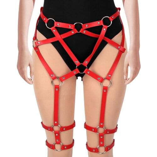 Womens Lingerie Sex Costumes Bdsm Bondage SuspenderPU Leather Sexy Harness Garter Body Strap Belt Stockings Gothic Sword Belts