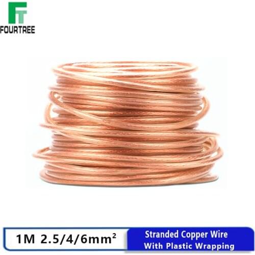 1M Stranded Pure Copper Wire With Transparent Plastic Wrapping Soft Conductive Wire Ground Earthing Cable Connection 2.5/4/6 mm2