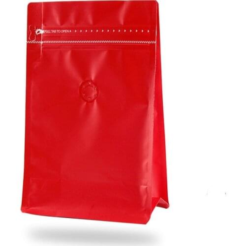 100pcs Red Eight side sealing aluminum foil bag one-way valve side zipper food coffee packaging bags kitchen storage