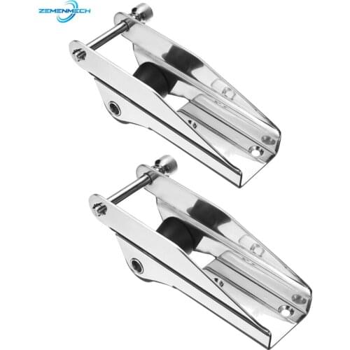 2PC 316 Stainless Steel Heavy Bow Anchor Roller Fixed Anchor Fairlead Marine Boat Docking Nylon Roller Spring Loaded Pin Prevent