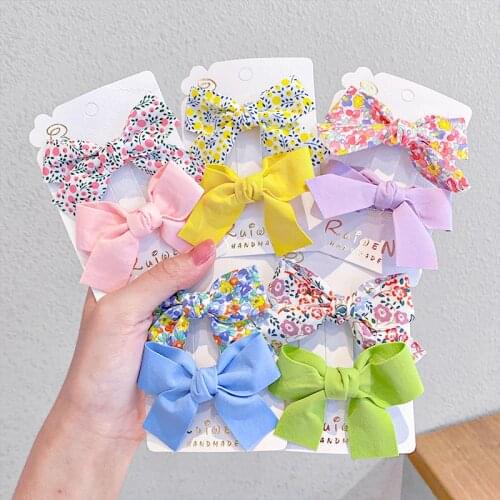 2Pcs/Set Flower Baby Hair Clips Bows For Cute Girls Hair Clip Children Handmade Hairpin Barrettes Headwear Kids Hair Accessories