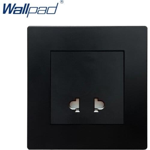 2 Pin Socket Black Wallpad Luxury Wall Power Electrical Outlet Sockets PC Panel