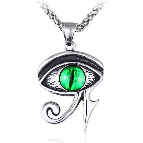 Stainless steel Alien green eyes fashion mens pendant necklace fashion jewelry for gift