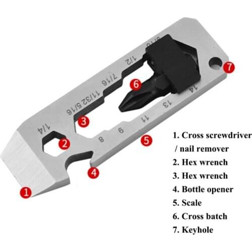 7 In 1 Carabiner Clip Bottle Opener Keychain Ring Climbing Accessories Multifunction EDC Card Tool New Arrival 2020