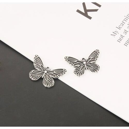 8pcs Charms Insects Butterfly Silver Color Pendant For Making Diy Handmade Jewelry