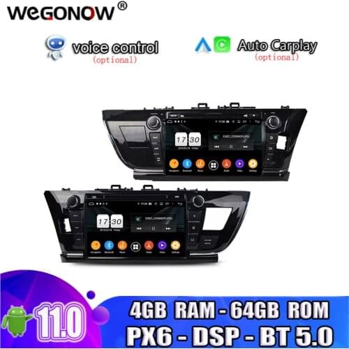 DSP Android 10.0 4G RAM 64GB ROM Car DVD Player Wifi Bluetooth5.0 RDS RADIO GPS Map For Toyota COROLLA 2014 2015 2016 right left