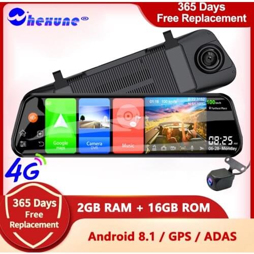 WHEXUNE 4G GPS Navigation Car DVR 10 Inch ADAS Dash Cam Camera Android FHD Recorder Rear View Mirror Night Vision For Auto Video