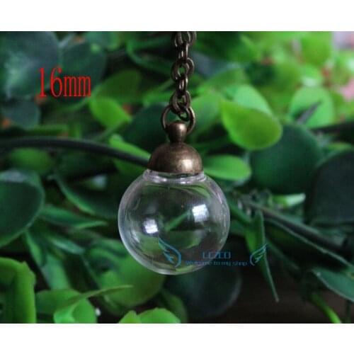 Free shipping!!! 16mm(4mm opening) glass globe bubble & 8mm bronze cap with ring set DIY Glass bottle vial pendant