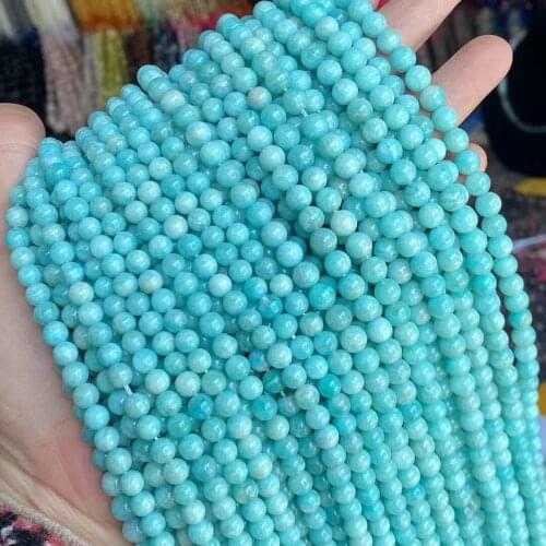 High Quality Genuine Natural Blue Amzonite Stone Beads DIY Round Loose Spacer Bead For Jewelry Making 6/8/10mm Pick Size 15