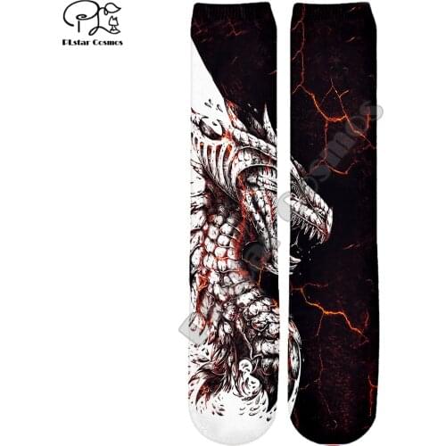 PLstar Cosmos Amazing Dragon Totem 3D Printed Cotton Socks Colorful Brand Warm Animal Stocking Unisex Fashion Casual Sock D1