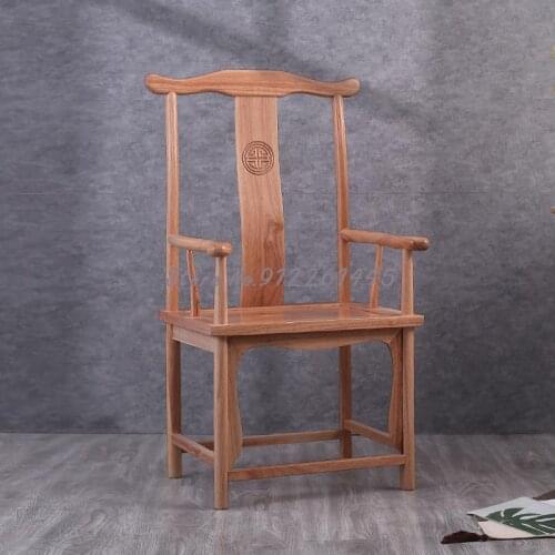 Chinese official hat chair, classical furniture, master chair, master chair, antique tea chair, solid wood falcon tenon, armrest