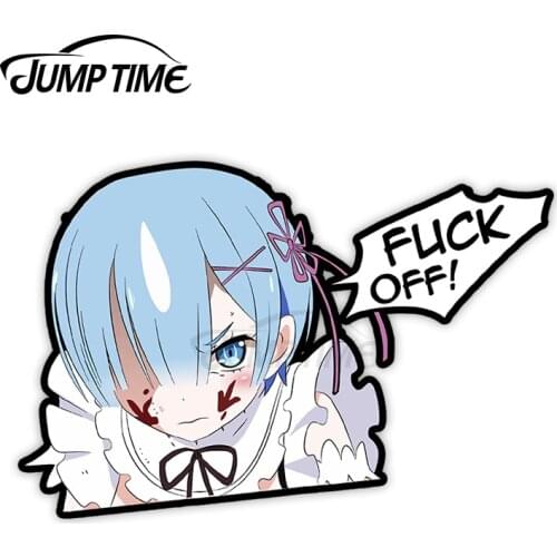 JumpTime 13 x 6.3cm For REM PEEKERS Re Zero Anime Car Stickers Vinyl Window Trunk Decal Occlusion Scratch Windshield Decoration