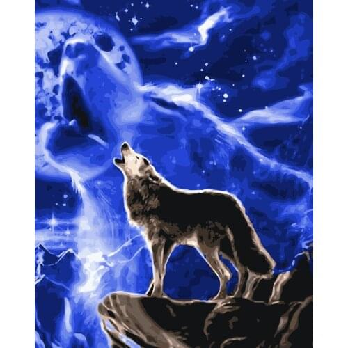 MaHuaf-i739 Wolf howl abstract painting by numbers animal DIY oil digital paint by number kits canvas painting for home decor