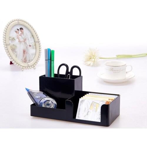 Korea Multifunctional Plastic Pen Holder 20.4x9.9x9.1cm Office School Student Stationery Desk Organizer Holder Set