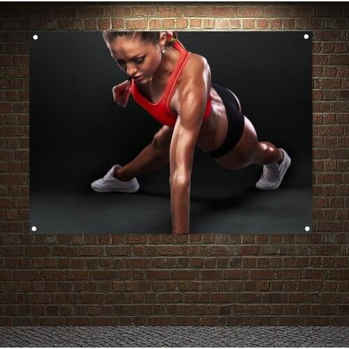 Man Muscular Body Tapestry Flag Canvas Painting Strong Abdominal Poster Wall Art Gym Wall Decor Workout Bodybuilding Banner F6