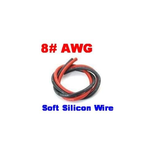 1M #8AWG Soft Silicon Wire Black 50cm + Red 50cm 8# 8