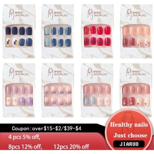 Fake Nails Art Press on Display Clear Set Full Cover Tips Kiss Tipsy Stick Coffin False with Designs Artificial Short Nail