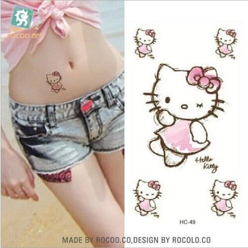 100sheet/lot Cute KT Kitten Pink Waterproof Temporary Body Tattoos Sticker For Party Supplies Decorative Sticker