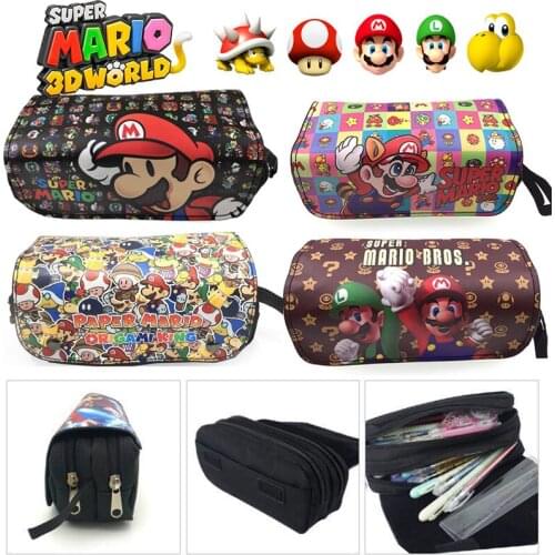 2021 New Game Super Mario Pencil Case Student Penbag Boy Girl Zip Bags Cute Cartoon Multifunction Stationery Bag Shipping Free