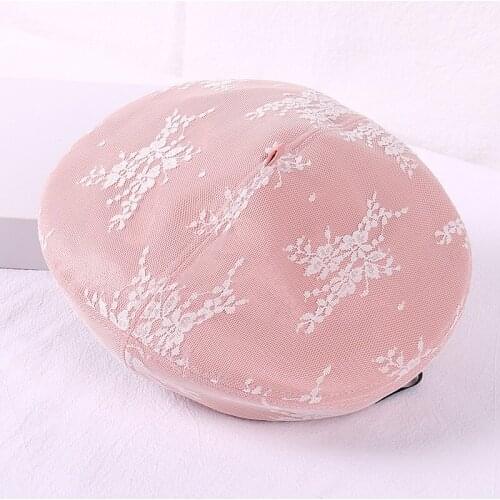2021 autumn and winter new fashion small fresh lace Beret female Korean version sweet and lovely artistic artist hat bucket hat