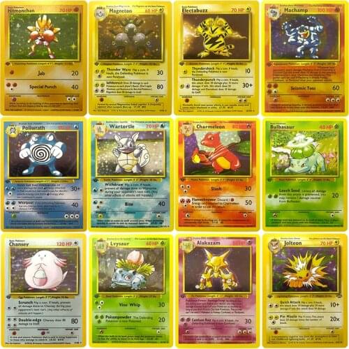 New Pokemon 1996 First Edition Flash Cards Charizard Blastoise Venusaur Holographic Pokemon Cards Game Collection Cards Toy Gift