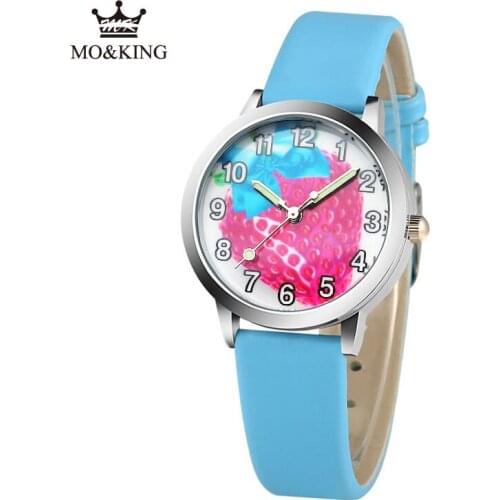 New Product To Creative Design Kid Watch Children Cute Cartoon Strawberry Dial Luminous Quartz Girls Watches Relogio Menino
