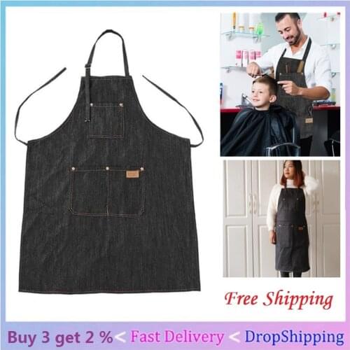 New Adjustable Salon Hair Cutting Hairdresser Barber Denim Apron Cooking Cloth Adult Aprons For Barber Hair Styling Tool