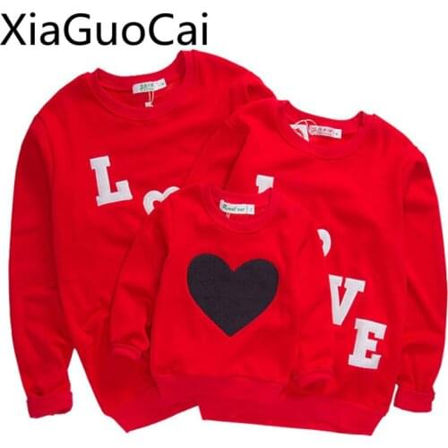 Family Matching Clothes Love Childrens Wear Family Look Hoodies Long Sleeved In Autumn Three LOVE Family Costumes