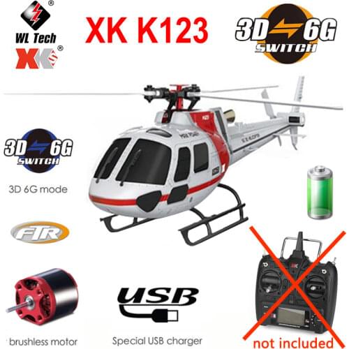Original XK K123 BNF (Without remote control) 6CH Brushless AS350 Scale 3D6G System RC Helicopter Upgrade WLtoys V931