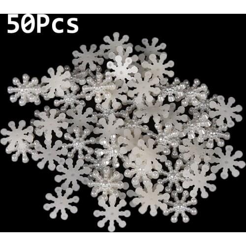 50Pcs/bag Snowflake Flat Back Cabochon Imitation Plastic ABS Pearl Beads For DIY Jewelry Handmade Craft Making