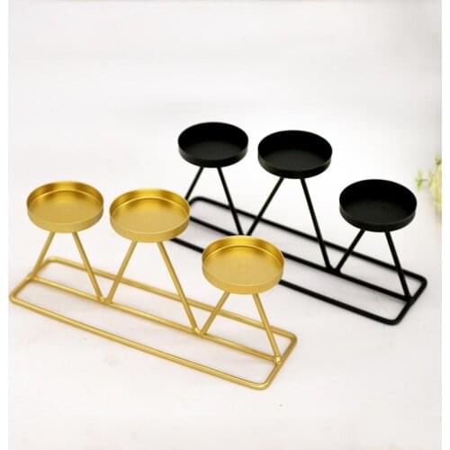 3-head Candle Holder Decorative Ornament Metal Candlestick Candle Mount for Wedding Table Decoration Birthday Christmas Hallowe